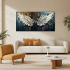 Abstract Wings – Hand - Painted Feather Oil Art on Canvas - Kidd's Home