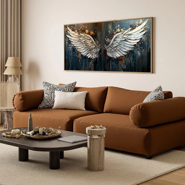 Abstract Wings – Hand - Painted Feather Oil Art on Canvas - Kidd's Home