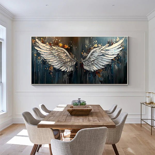 Abstract Wings – Hand - Painted Feather Oil Art on Canvas - Kidd's Home