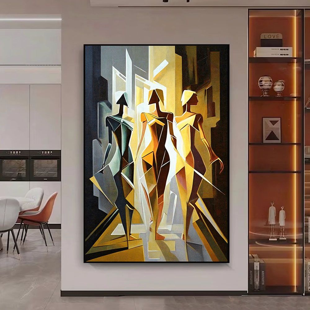 Colorful Muse – Hand - Painted Abstract Woman Line Art on Canvas - Kidd's Home