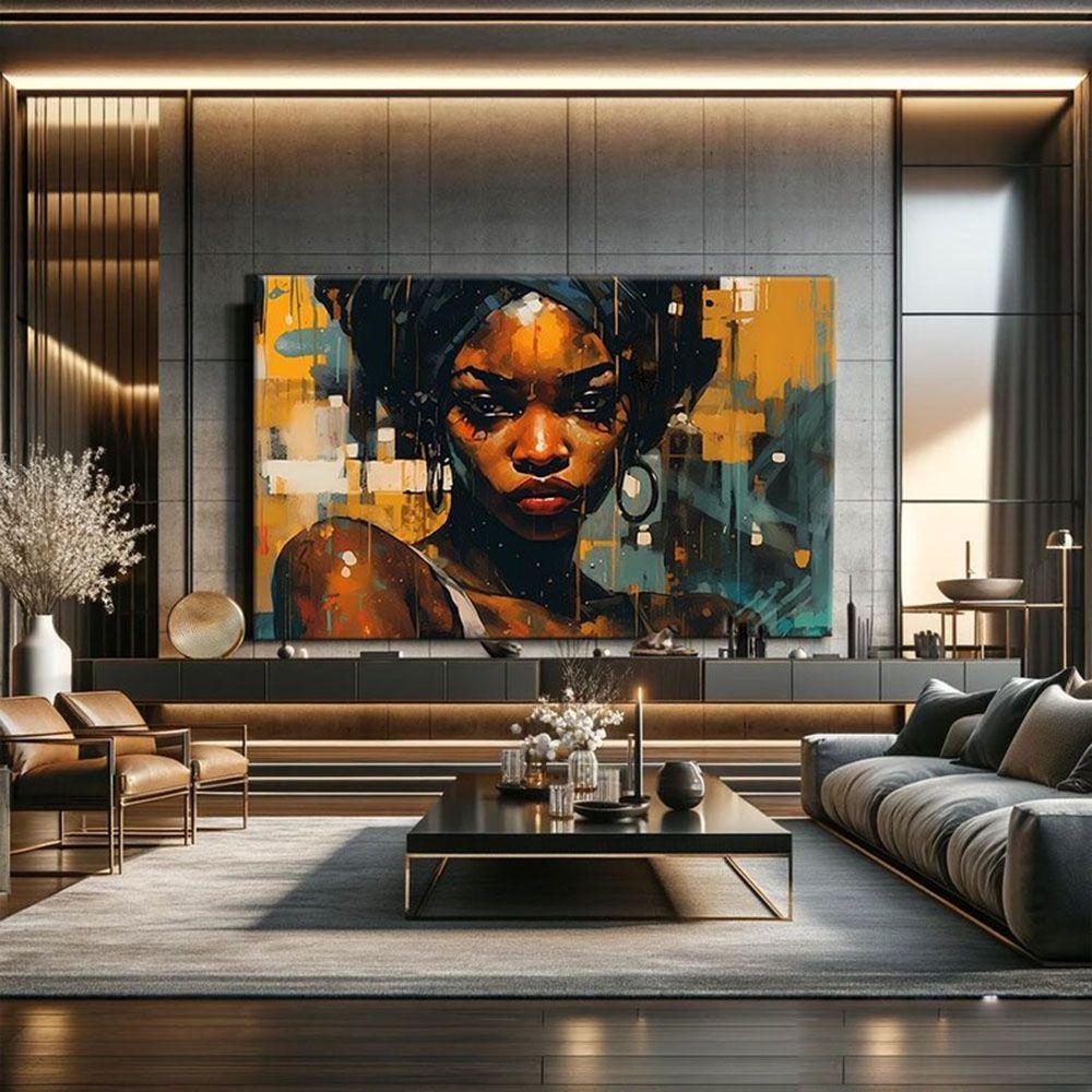 Modern African Goddess Art – Hand - Painted Abstract Wall Canvas - Kidd's Home