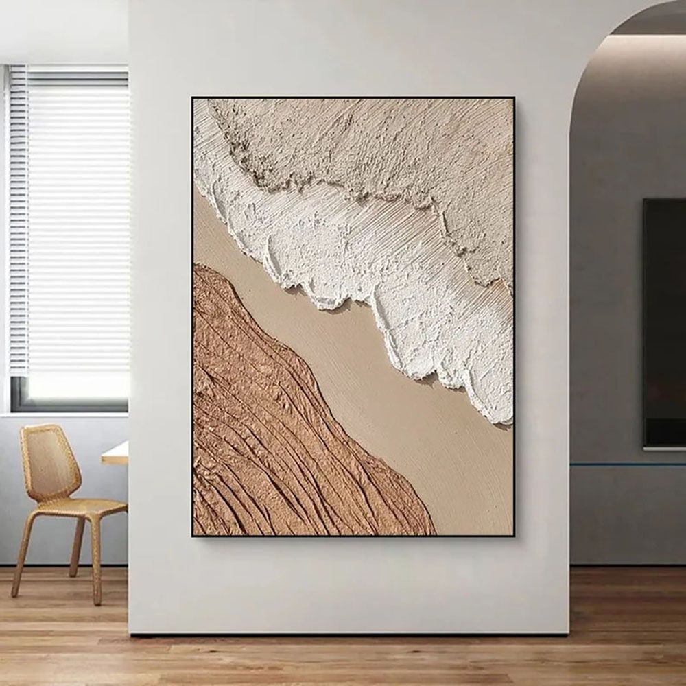 Neutral 3D Textured Canvas – Brown & Beige Minimalist Abstract Wall Art - Kidd's Home