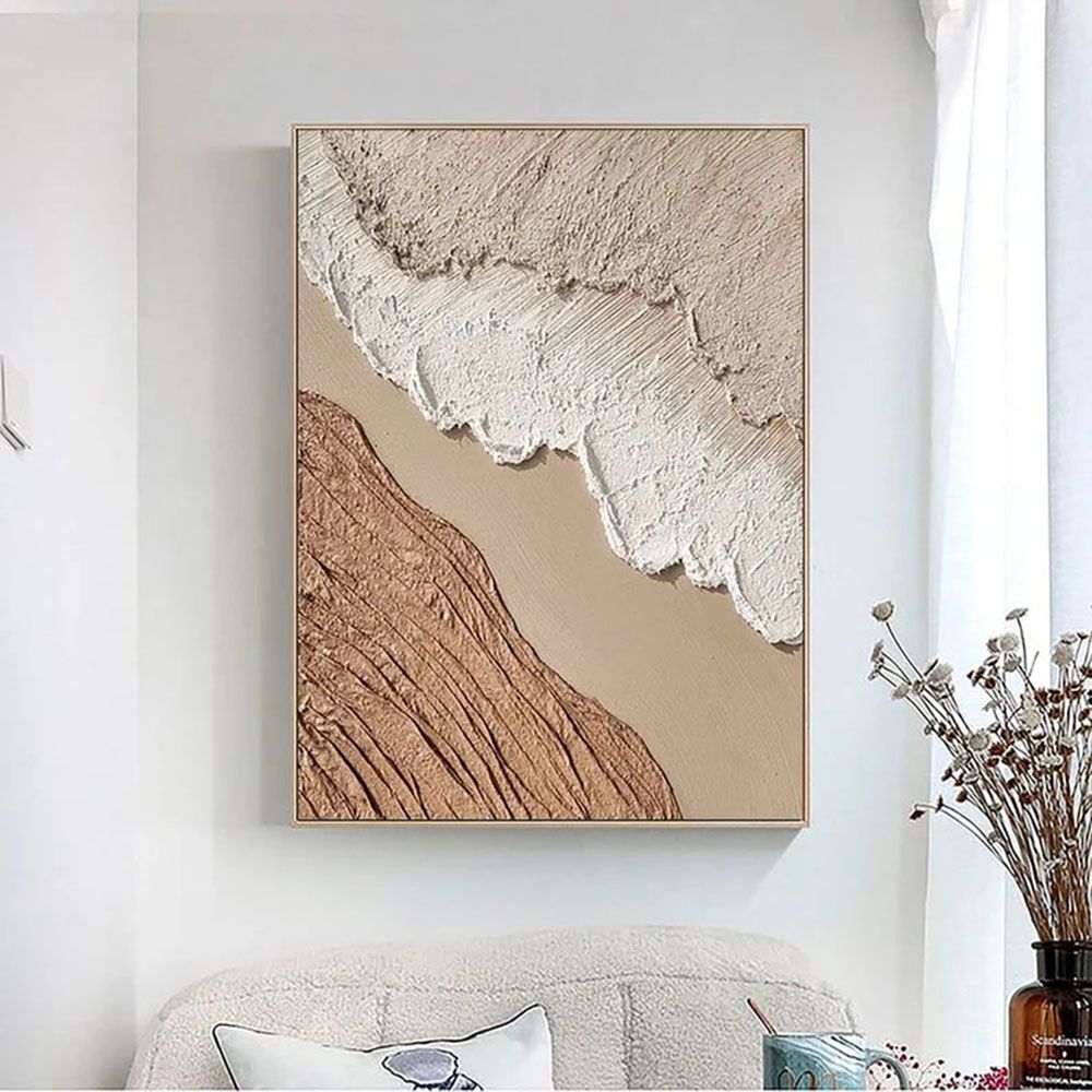 Neutral 3D Textured Canvas – Brown & Beige Minimalist Abstract Wall Art - Kidd's Home