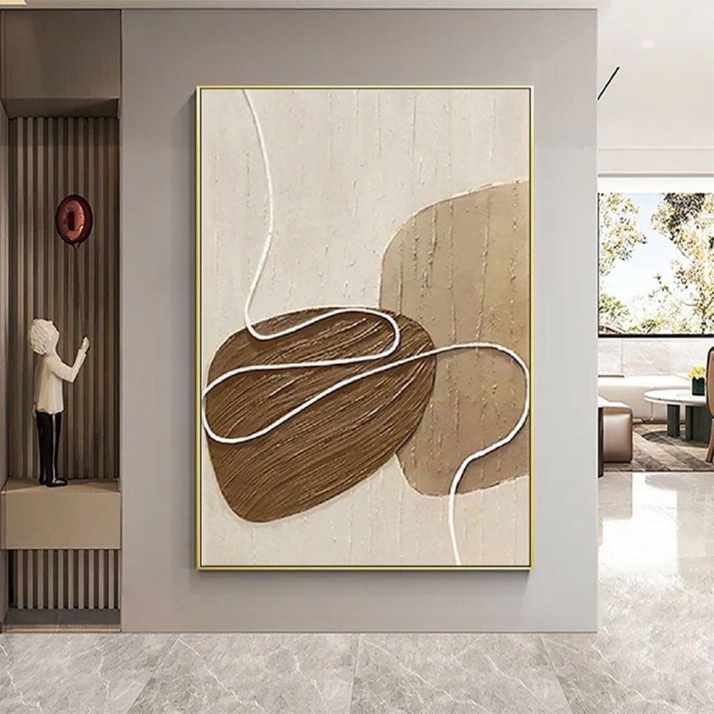 Soft Wabi Harmony – Hand - Painted White & Beige Minimalist Textured Canvas - Kidd's Home